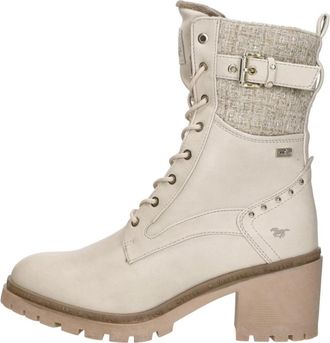 Mustang Veterschoenen Hak - Dames - Veterlaarzen - Beige - 39 EU - Schoenen