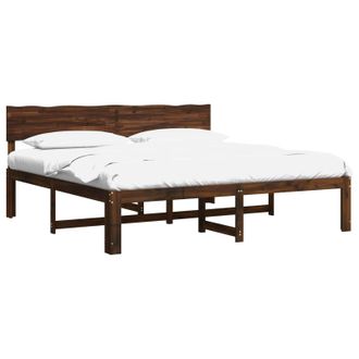 vidaXL Cama Doble Con Cabecero Rostock Marr&oacute;n Oscuro 200 X 200 Cm Vidaxl