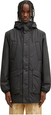 Rains Lohja Long Insulated Cargo Jacket - Heren - Regenjassen - Zwart - L - Leer - Jassen