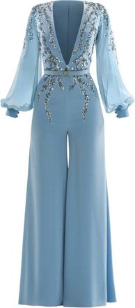 Saiid Kobeisy Blue Beaded Jumpsuit