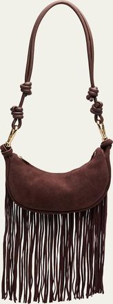 SIMKHAI Avery Fringed Suede Crescent Shoulder Bag