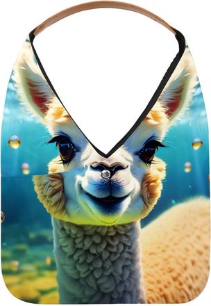 Generic Lovely Alpacas Swims Underwater Reusable Lightweight Grocery Bags - Foldable Into Compact Pouch, Washable & Sturdy, Multipurpose for Shopping and Trav