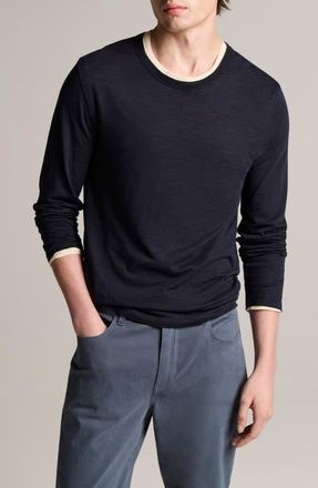 Vince Fine Slub Layered Look Long Sleeve Pima Cotton T-Shirt in Coastal/smock White at Nordstrom, Size Xx-Large