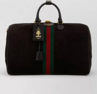 Gucci medium suede travel bag with stripe detail