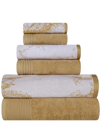 Superior Quick-Drying Solid And Marble Effect 6Pc Cotton Towel Set