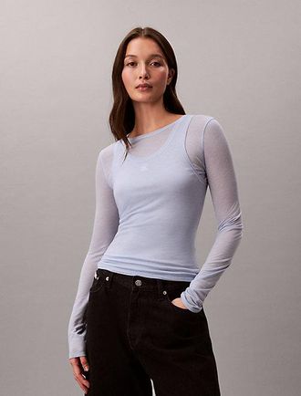 Calvin Klein Top de doble capa de mezcla de lana