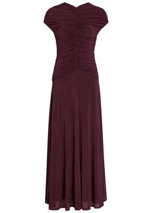 Tove Avita Ruched Stretch-jersey Midi Dress - Dark Red - 34 (UK6 / XS)