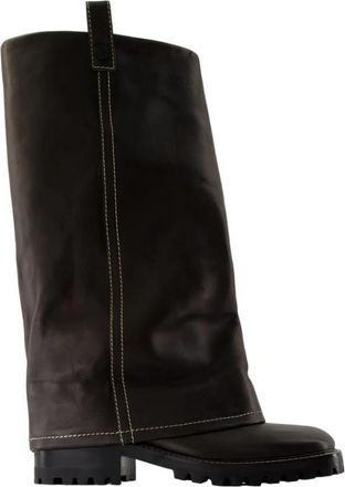 Acne Studios Bruin leren gesp laarzen - Dames - Hoge Laarzen - Bruin - 40 EU - Leer - Schoenen