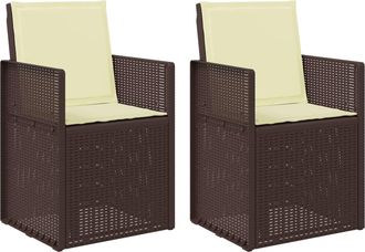 vidaXL Sillas De Comedor De Jard&iacute;n 2 Uds. Marr&oacute;n Y Crema Pp Vidaxl