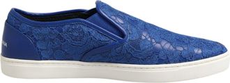 Dolce & Gabbana Blauwe Leren Sleehakken Sneakerschoenen