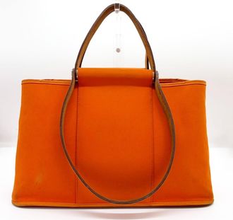 Herm&egrave;s Orange Toile Officier Tote Bag (Pre-Owned)