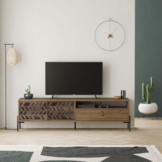 Decortie Dionysos Modern TV Unit with Storage TV Cabinet 170cm in Brown | Size: 2 Pack