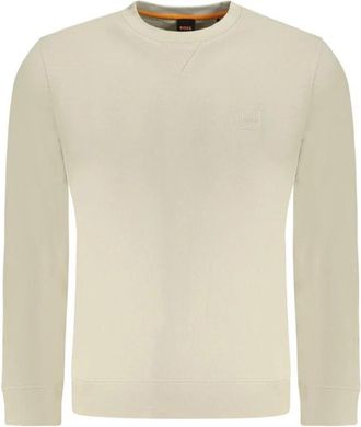 HUGO BOSS Katoenen trui met ronde hals - Heren - Sweatshirts - Beige - XL - Katoen - Hoodies & sweatvesten