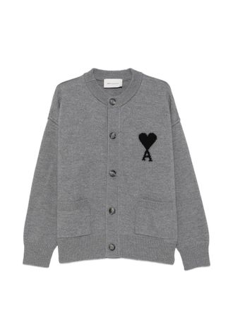 Ami Crewneck Cardigan With Contrasted Ami de Coeur