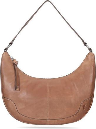 Frye Melissa Cresent Hobo Shoulder Womens Handbags Beige, Canvas/Cotton/Leather