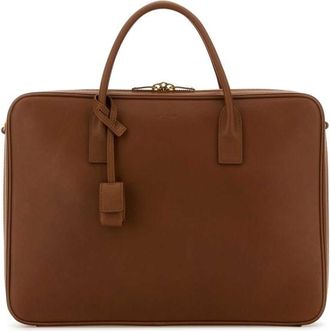 Saint Laurent Caramel Leather Briefcase