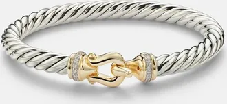 David Yurman Pulsera Cable Flex Buckle de plata de ley y oro de 14 ct con diamantes