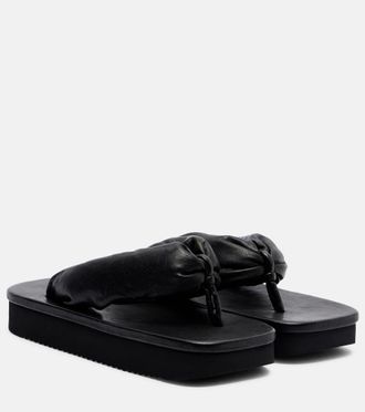 Rick Owens Leather platform thong sandals