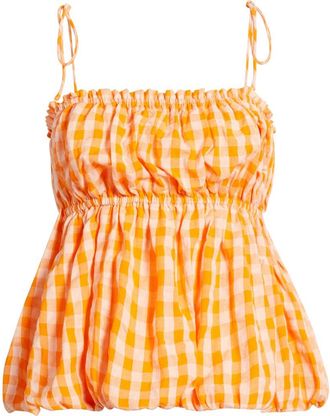 Topshop Cotton Gingham Babydoll Camisole in Orange at Nordstrom, Size 12 Us