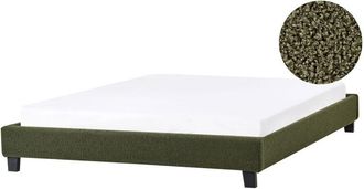 Beliani Beliani - Letto matrimoniale in boucl&eacute; verde scuro con rete a doghe 160 x 200 cm Roanne