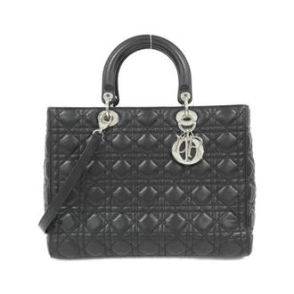 Dior Pre-owned Lady Dior Large Lambskin Handbag - Dames - Vintage Handtas - Zwart - ONE Size - Leer - Vintage