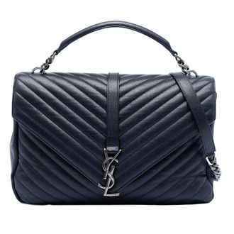 Saint Laurent Pre-owned Saint Laurent Large Chevron Sheepskin Monogram College Satchel Ladies TCT392738 0116