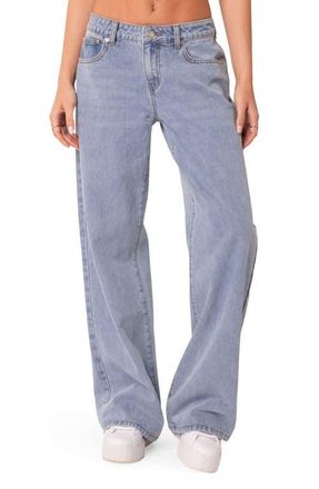 Edikted Raelynn Wide Leg Jeans in Blue at Nordstrom, Size X-Small