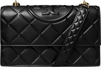 Tory Burch Fleming Convertible Quilted Leather Shoulder Bag in Black at Nordstrom