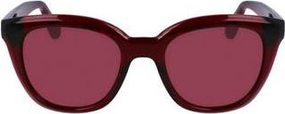 Ferragamo Classic Logo Tea Cup 52mm Round Sunglasses in Transparent Red at Nordstrom Rack