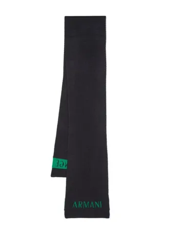 A|X Armani Exchange logo intarsia-knit scarf - men - Acrylic/Wool - One Size - Blue