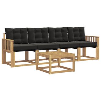 vidaXL Conjunto De Sof&aacute;s De Exterior Con Coj&iacute;n 5 Pcs Blanco Y Negro Vidaxl