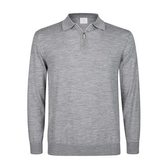 Eleventy Polo Shirts, male, Gray, XL, 14 Micron Wool Knitted Polo