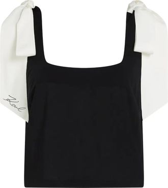 Karl Lagerfeld Cropped Black Top with Square Neckline