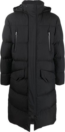 Herno padded hooded down coat - men - Polyamide/Polyester/Goose Down/Elastane/Polyamide/Polytetrafluoroethylene (PTFE)/Feather Down - 58 - Black