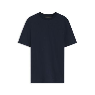 BOSS Windowpane-check T-shirt in a cotton-and-silk blend