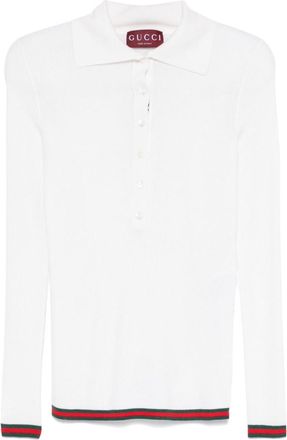 Gucci White Solid Shirt Collar Polo