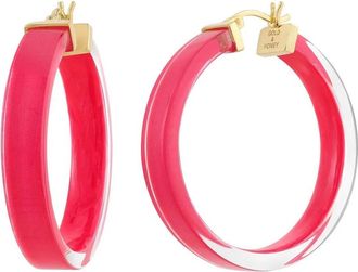 Gold & Honey Womens Flat Illusion Lucite Hoop Earrings In Pink Peacock