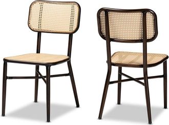 Baxton Studio Katina Metal And Synthetic Rattan 2Pc Outdoor Dining Chair Set