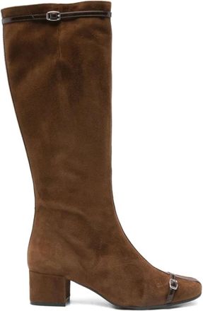 Carel Schoenen, Dames, Bruin, 38 EU, Suède, Bruine Suède Blokhak Schoenen