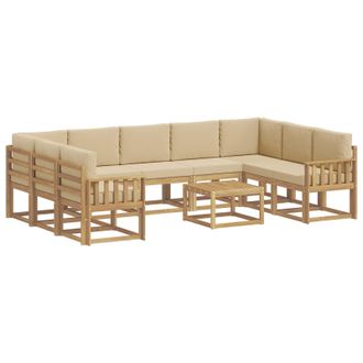 vidaXL Conjunto De Sof&aacute;s De Exterior 10 Pcs Y Beige 59 X 59 X 37 Cm Vidaxl