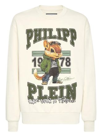 Philipp Plein crew-neck sweatshirt - men - Polyester/Cotton - L - Neutrals