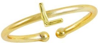 Savvy Cie Jewels 18K Yellow Gold Plated Initial Ring in Gold L at Nordstrom Rack