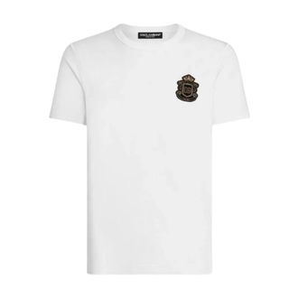 Dolce & Gabbana Tops, Heren, Wit, XL, R-Neck T-Shirt W0800