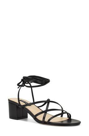 Nine West Aloud Ankle Wrap Sandal in Black at Nordstrom, Size 8.5