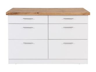 VENTE-UNIQUE.COM Isla cocina efecto madera color natural claro, blanco