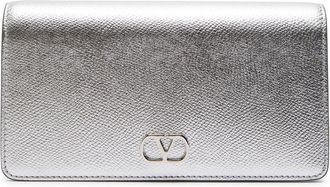 Valentino Garavani Vlogo Metallic Grained Leather Shoulder bag - Silver - One Size