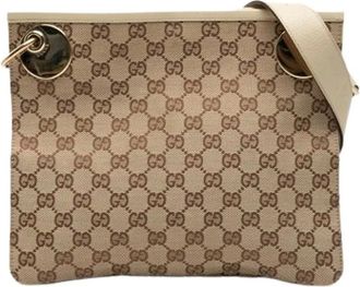 Gucci Pre-owned Cross Body Bags, female, Beige, Size: ONE SIZE Pre-owned Canvas Crossbody Bag