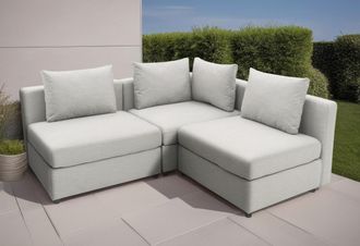 Domo Collection Ecksofa »Solskin, individuell erweiterbar/kombinierbar L-Form« mit losen Kissen. Rücken- und Seitenteile als Stecksystem