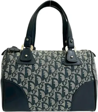 Dior Pre-owned Handbags, female, Blue, Size: ONE SIZE Pre-owned Trotter Canvas Leather Handbag