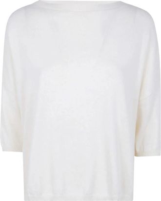 Maryya Round-neck Knitwear, female, White, Size: XS Boatneck Linen Jersey Top